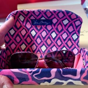 Vera Bradley Pink and Blue Sunglasses & Case